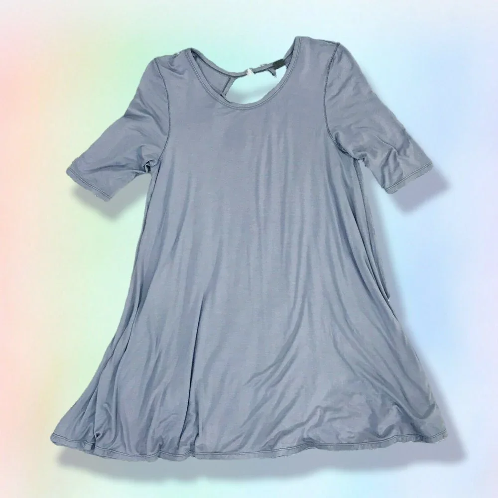 Free People Womens Jacqueline Tunic Blouse Blue‎ grey M
